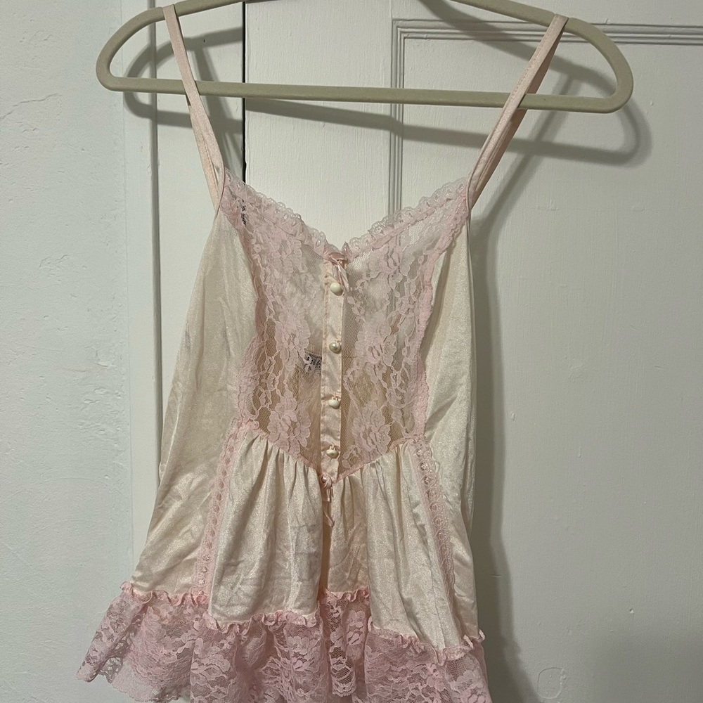 Vintage 1980s Rikki New York Lace Pink Cami Lingerie Top